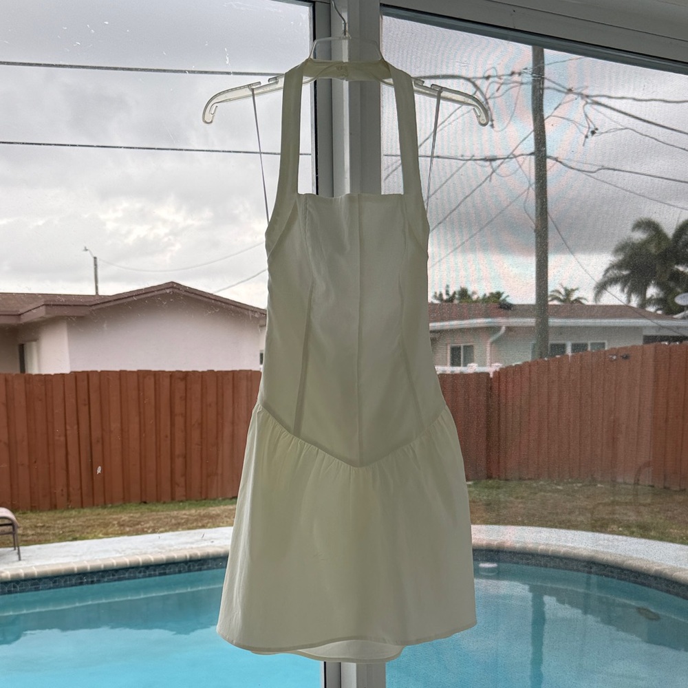 White Mini Dress with Square Neckline